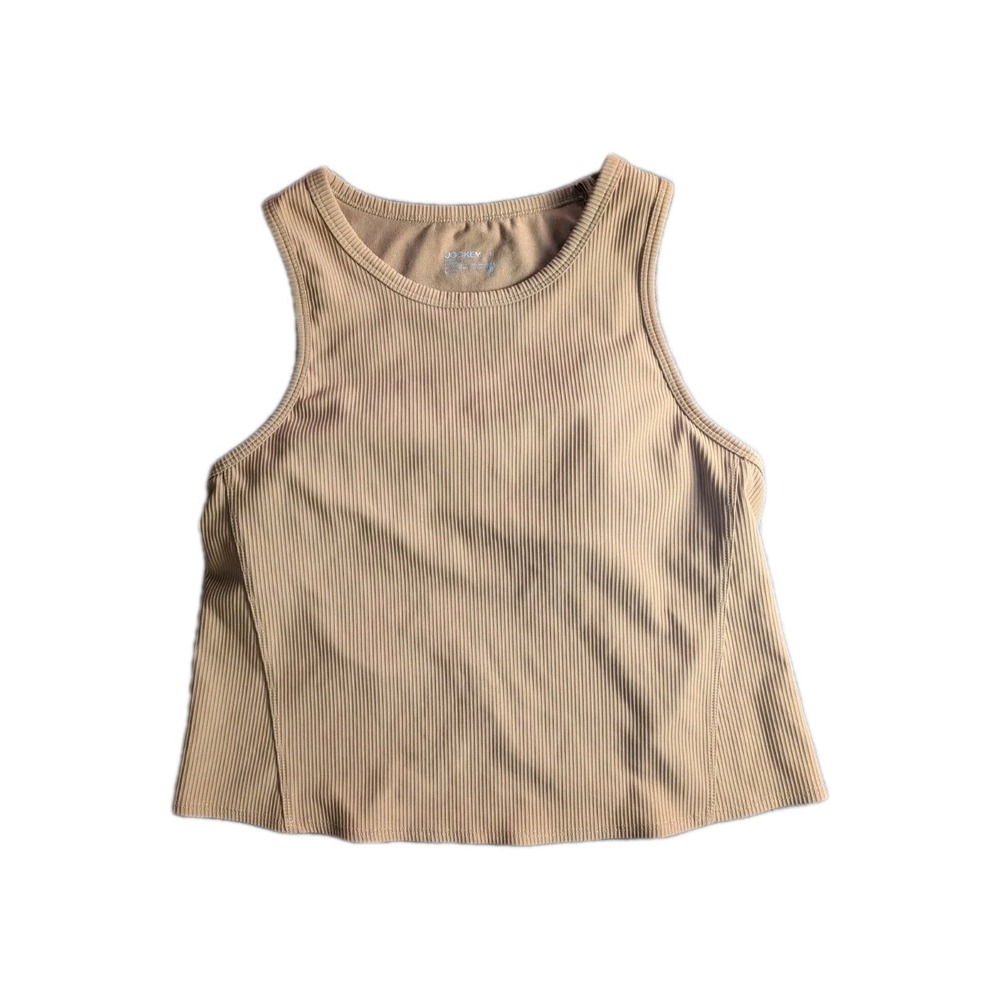 Jockey Womens Ribbed Shaping Tank Top Nude Beige Size Medium Stretch Sleeveless